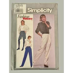 1989 Simplicity 9295 Pants Shorts Pattern-Uncut Factory Folded-Vintage-Sewing